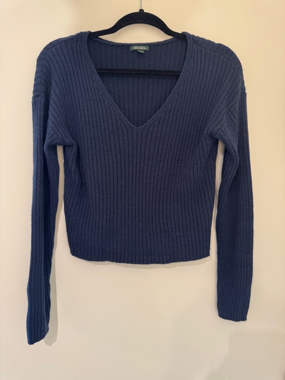 wild fable- Cropped Navy Ribbed Knit Sweater